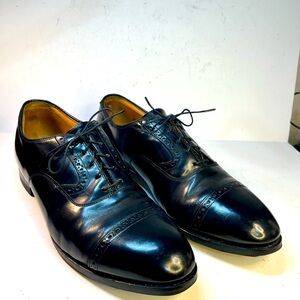 Johnston & Murphy Heritage Cap Toe Oxfords Quality Black Leather Size 9 1/2